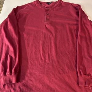 Lands' End Men's Casual Red Henley Shirt‎ XXL